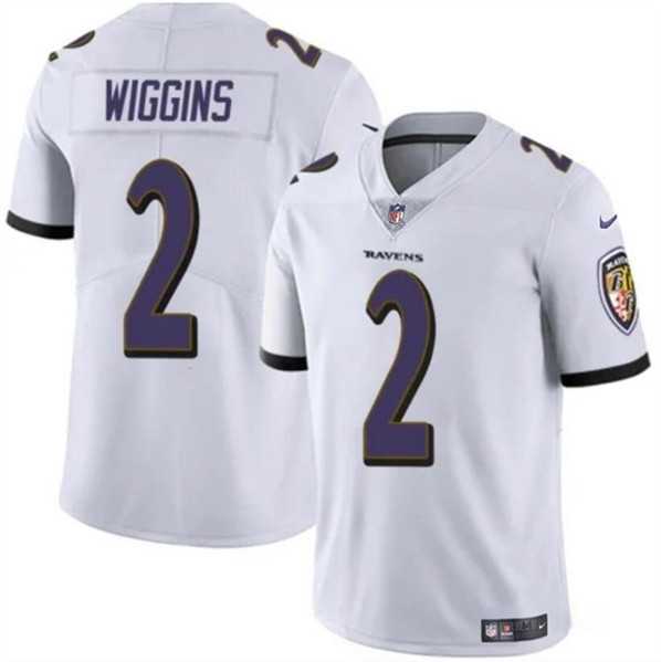 Men & Women & Youth Baltimore Ravens #2 Nate Wiggins White 2024 Draft Vapor Limited Jersey